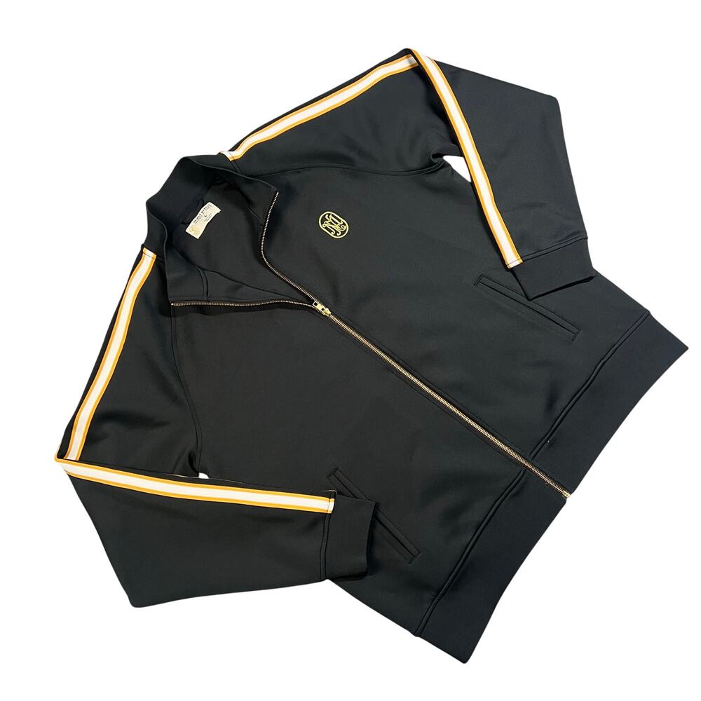 Cozy Neiman Marcus Varsity Black Yellow Striped Sport Jacket